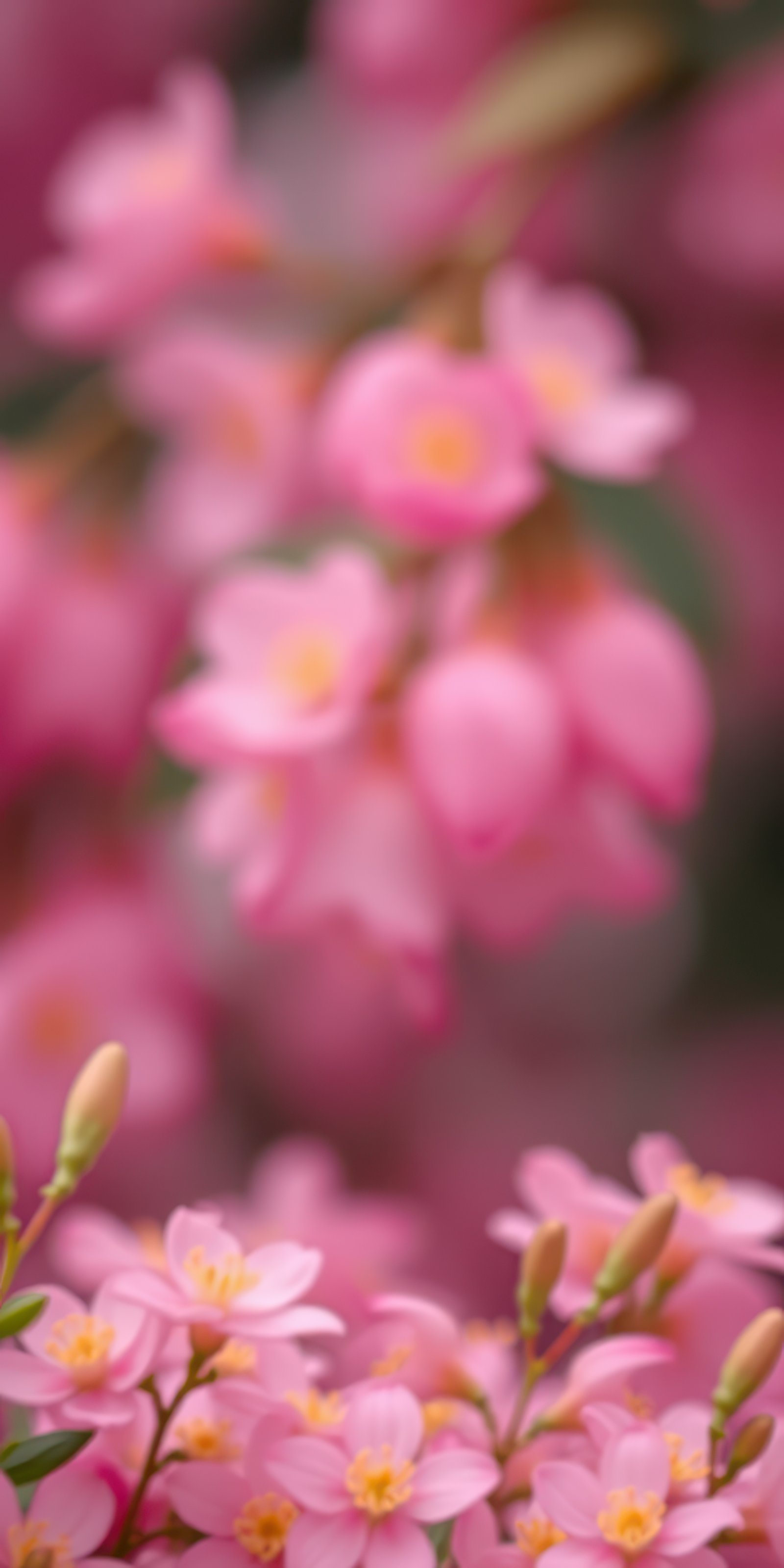 Blossoming pink flowers create a vibrant display in a serene garden